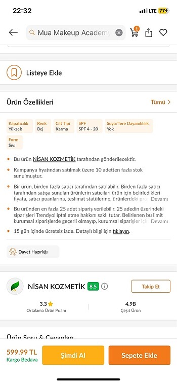 Diğer Makeup academy fondöten