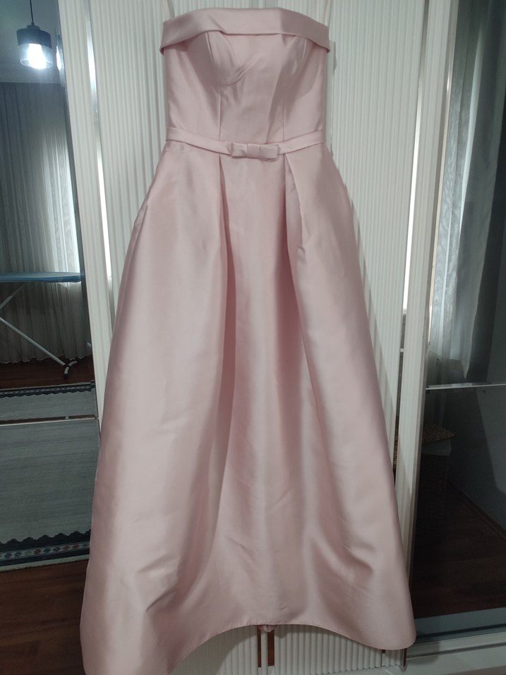 Pronovias Pudra Rengi Straplez Uzun Abiye - Görsel 2