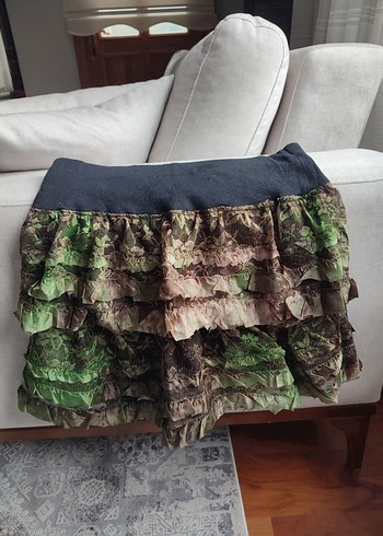 Kamuflaj Desenli Fırfırlı Mini Etek - Görsel 2