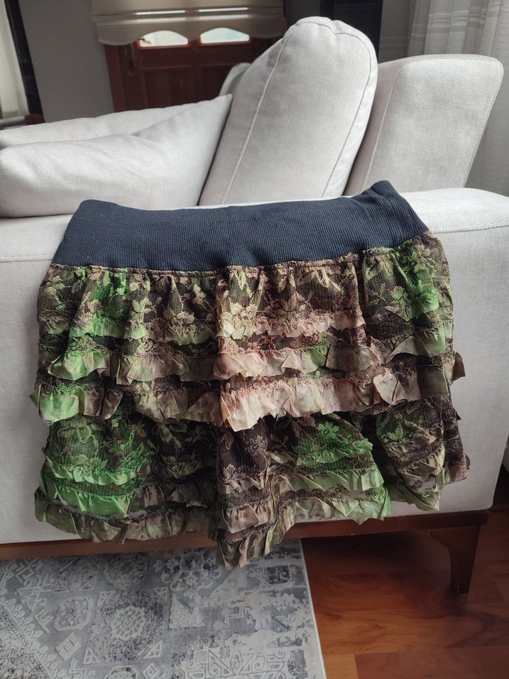 Kamuflaj Desenli Fırfırlı Mini Etek - Görsel 2