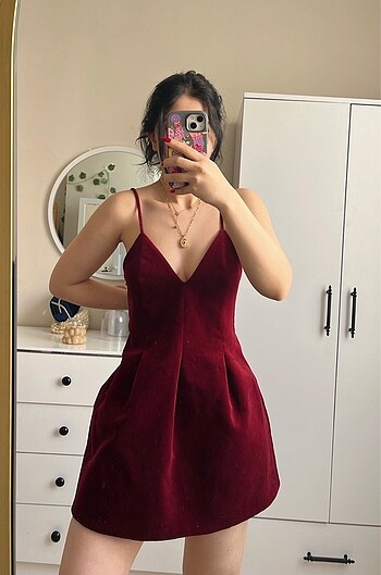 m Beden bordo Renk Zara elbise