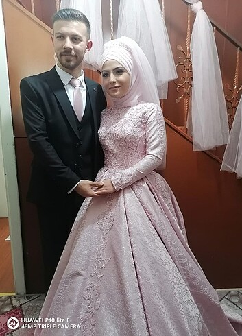 Abiye Tesettür pudra pembesi nişanlık/abiye