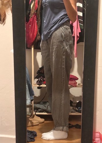 American Vintage Gri Kemerli Kadın Pantolon