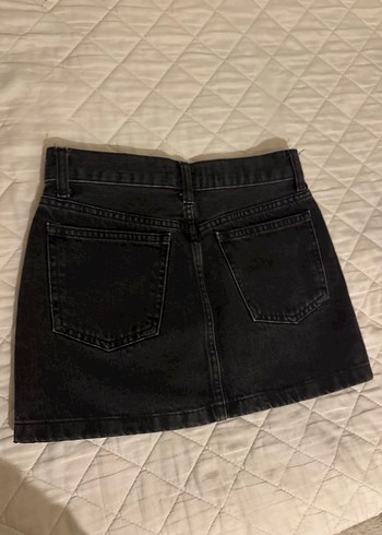xs Beden Düğmeli Siyah Denim Mini Etek