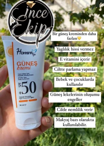 Homm Life SPF 50 Güneş Kremi 50 ml