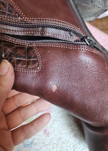 Greyder Kahverengi Deri Kadın Diz Boyu Botlar
