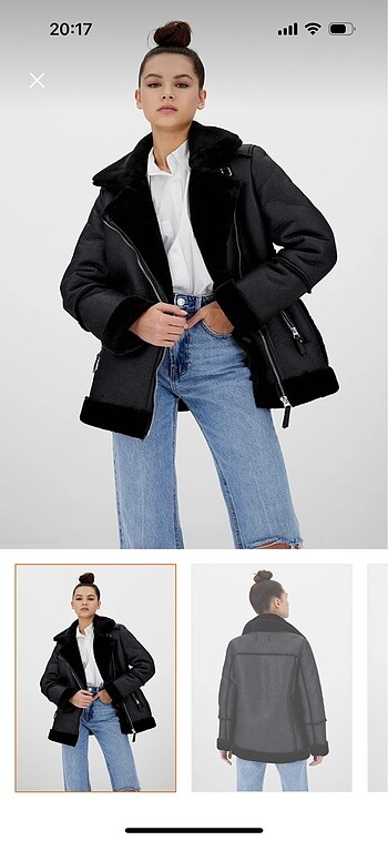 Stradivarius içi suni kürlü biker ceket