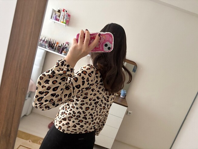 s Beden kahverengi Renk leoparlı bluz