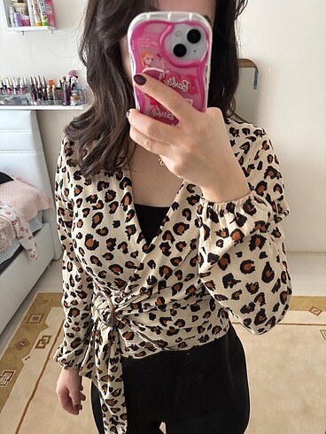 s Beden leoparlı bluz