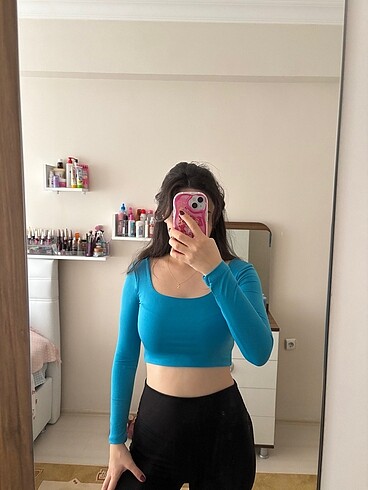 Crop bluz uzun kollu