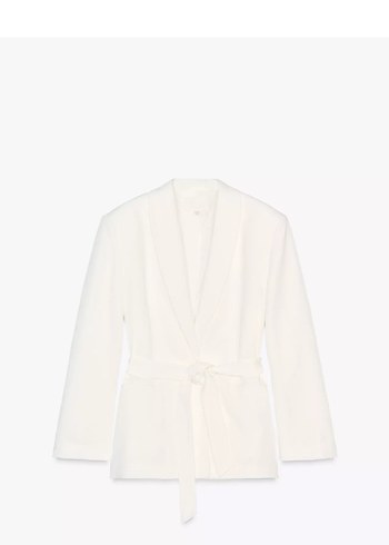 Zara Zara Beyaz Oversize Keten Blazer Ceket