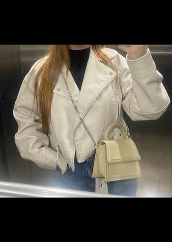 s Beden Zara suni deri ceket bej
