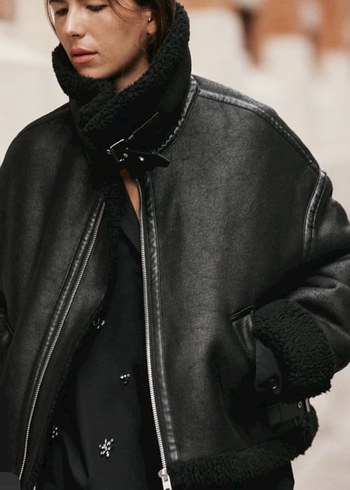 l Beden Zara astar detaylı biker ceket