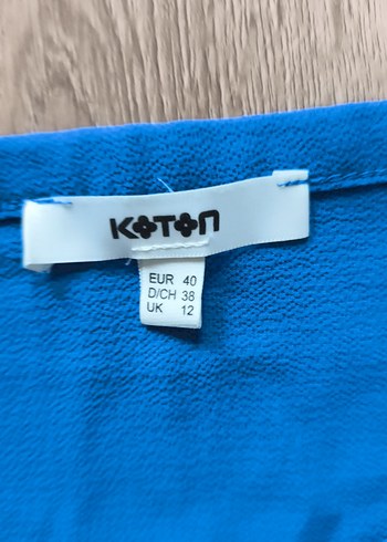 Koton Mavi Drapeli V Yaka Kolsuz Bluz