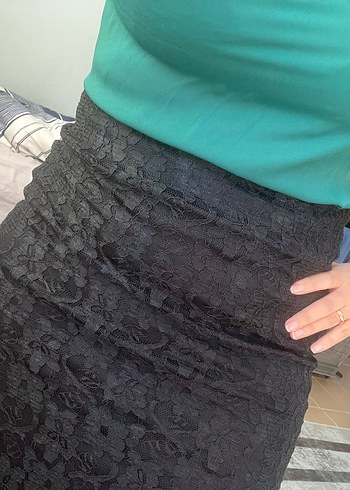 Siyah Dantel Goth Midi Elbise - Görsel 2