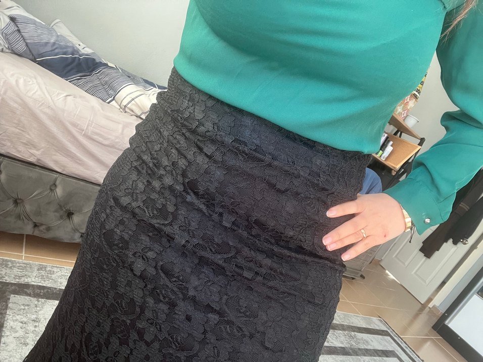 Siyah Dantel Goth Midi Elbise - Görsel 2