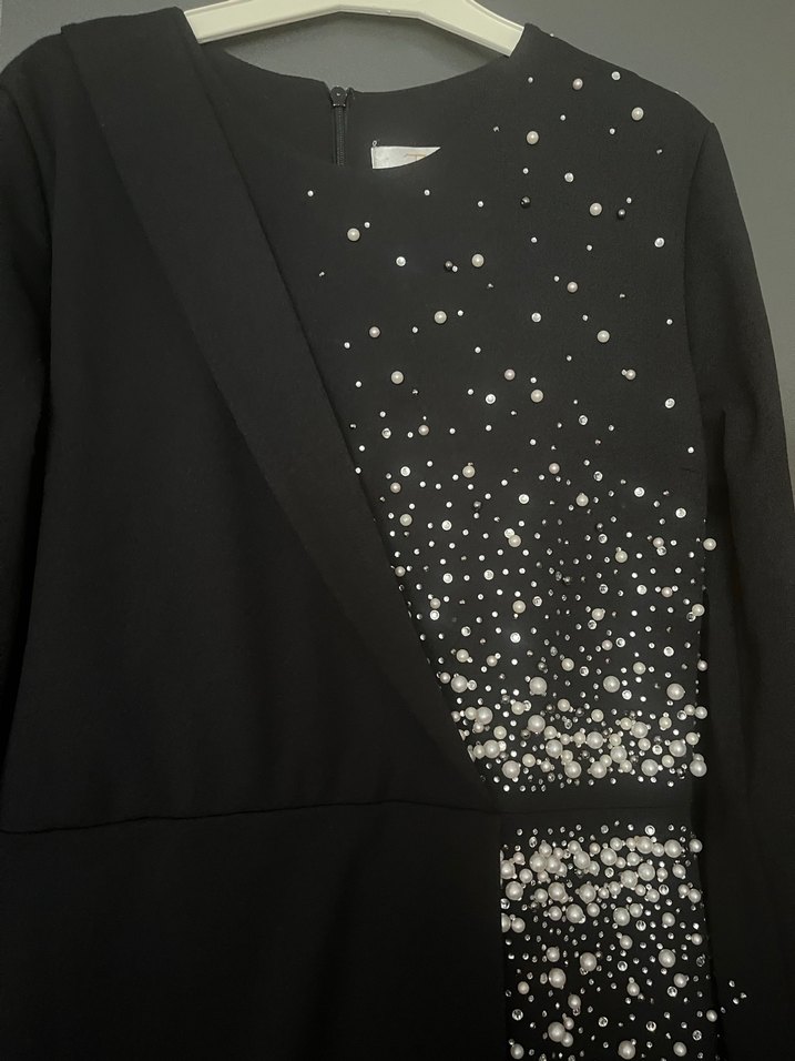 Uzun Siyah Gotik Kadın Abiye Elbise - Görsel 4