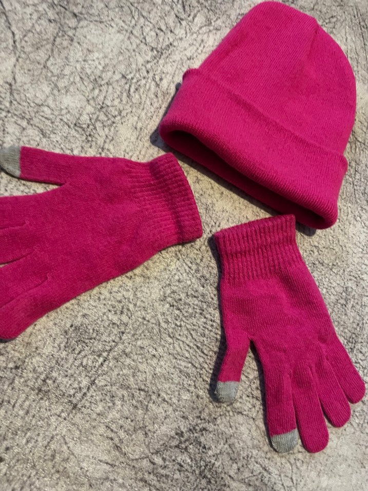 Kız Çocuk Pembe Triko Eldiven - Görsel 2