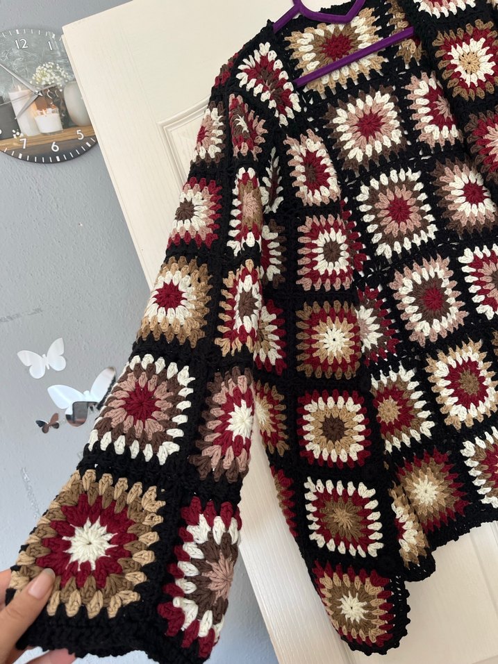 Örgü Bohem Desenli Kadın Hırka - Görsel 3