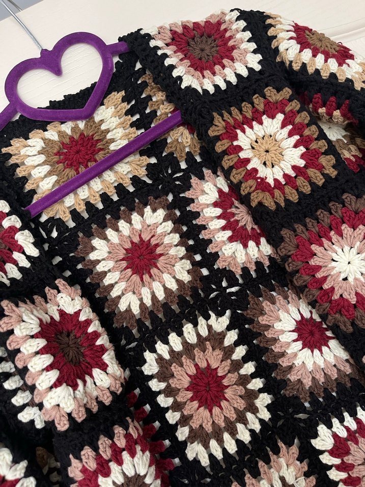 Örgü Bohem Desenli Kadın Hırka - Görsel 2