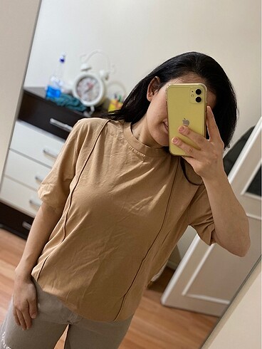 m Beden camel Renk Tshirt İpekyol