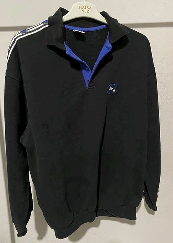 Crozwise Vintage Düğmeli Siyah Erkek Sweatshirt