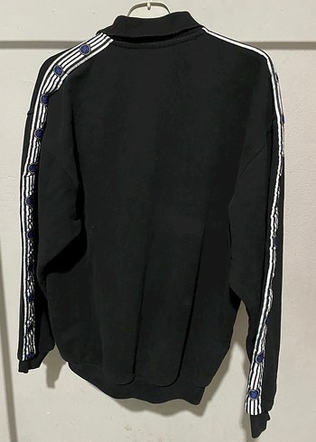 xxl Beden Crozwise Vintage Düğmeli Siyah Erkek Sweatshirt
