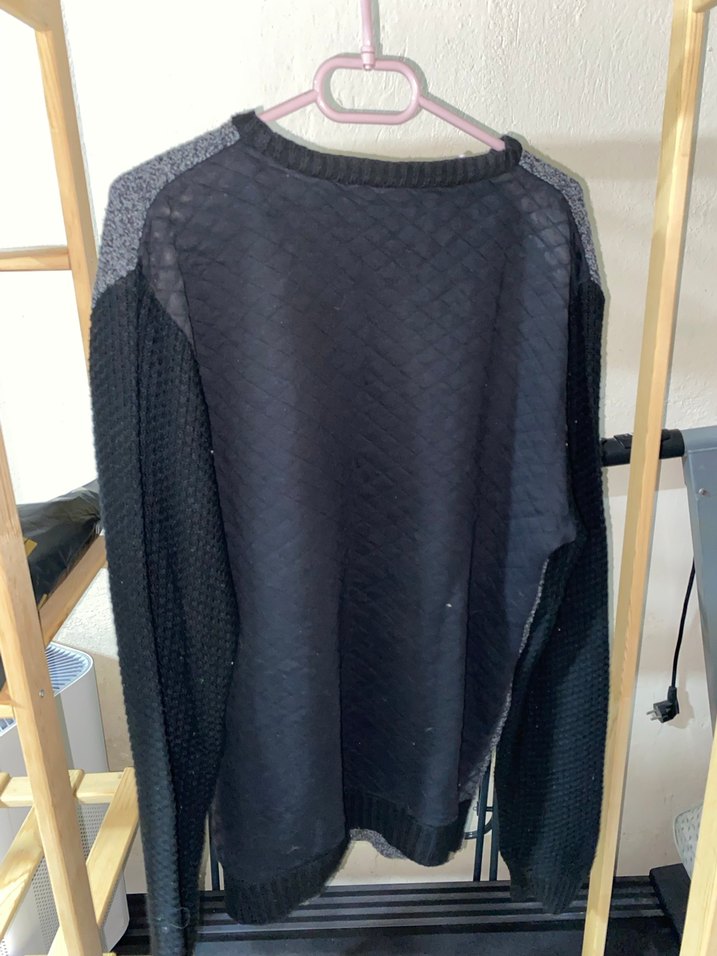 Gri Siyah Örgü Erkek Bisiklet Yaka Kazak - Görsel 2