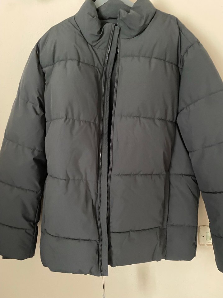 Gri Fermuarlı Yüksek Yakalı Erkek ŞİŞME MONT SIFIR - Görsel 3