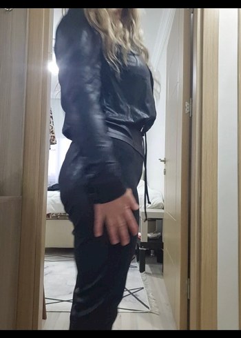 Siyah Deri Ofis Gömleği - Görsel 3