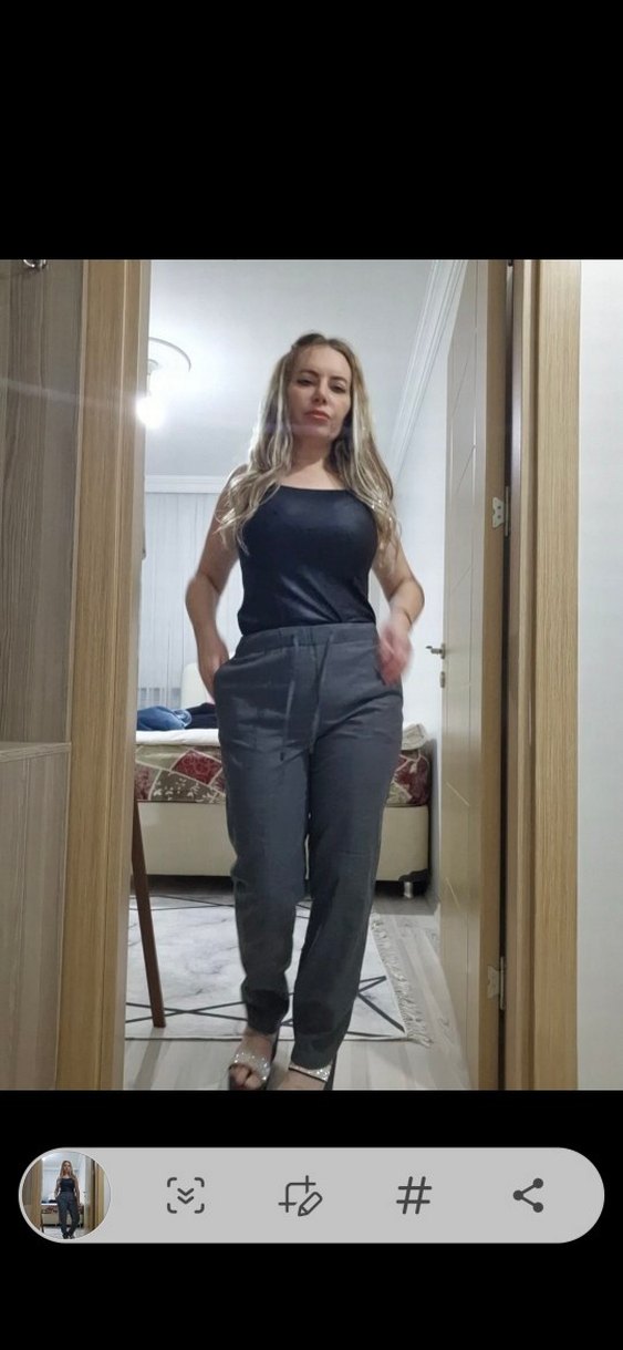 Kadın Gri Normal Boy Cigarette Pantolon - Görsel 2