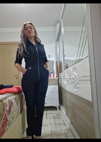 Siyah Denim Kadın Tulum - Görsel 3