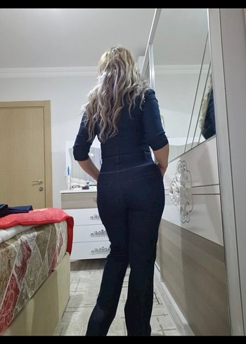 Siyah Denim Kadın Tulum - Görsel 2