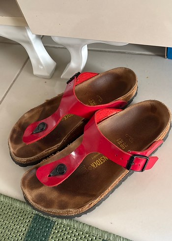38 Beden kırmızı Renk Orijinal birkenstock kırmızı terlik