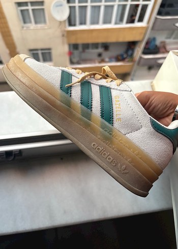 Adidas Beyaz Yeşil Adidas Gazelle Platform Spor Ayakkabı