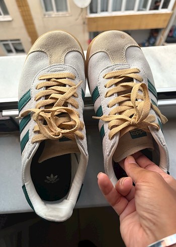 38 Beden Beyaz Yeşil Adidas Gazelle Platform Spor Ayakkabı