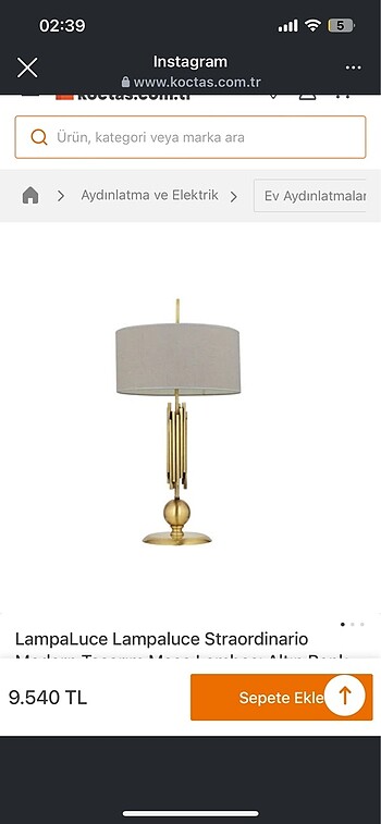 Beden kahverengi Renk Lampa Luce marka masa lambası