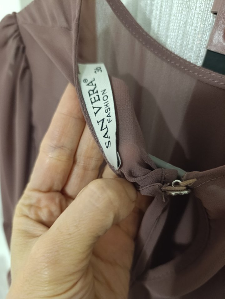 Drapeli Uzun Kollu midi Elbise - Görsel 4