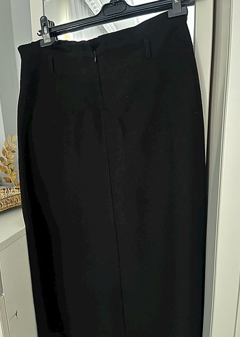 Düğmeli Siyah Uzun Kadın Etek - Görsel 3