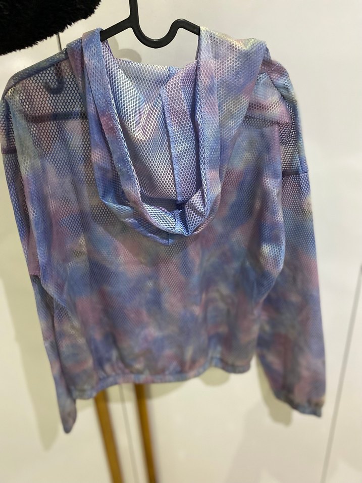 Şeffaf Tie-Dye Kadın Ceket, Uzun Kollu, Midi Boy - Görsel 3