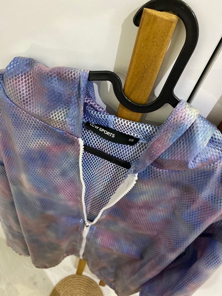 Şeffaf Tie-Dye Kadın Ceket, Uzun Kollu, Midi Boy - Görsel 2