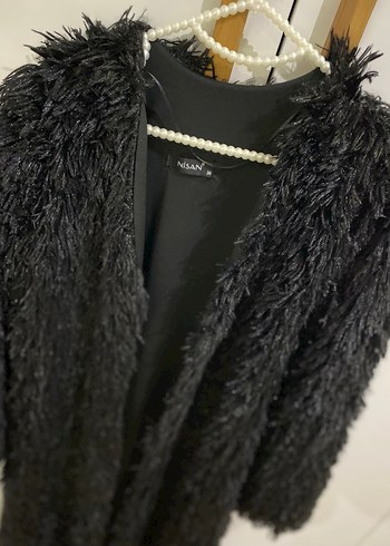 Siyah Uzun Kollu Kadın Suni Kürk Kaban - Görsel 2