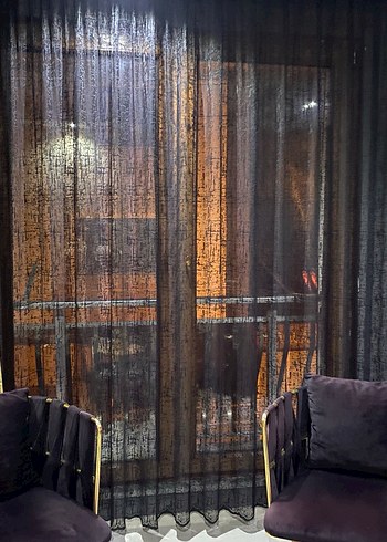 Siyah tül perde ve gold fon perde - Görsel 4