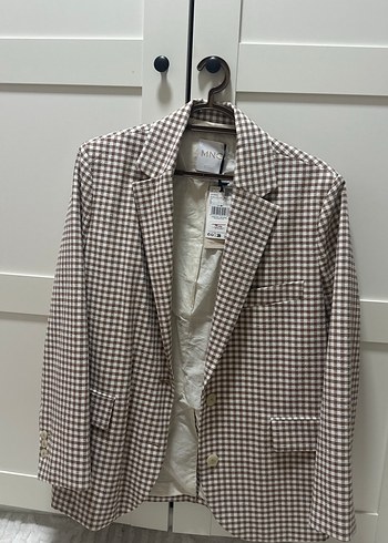 Mango Bej Kahverengi Ekose Blazer Ceket