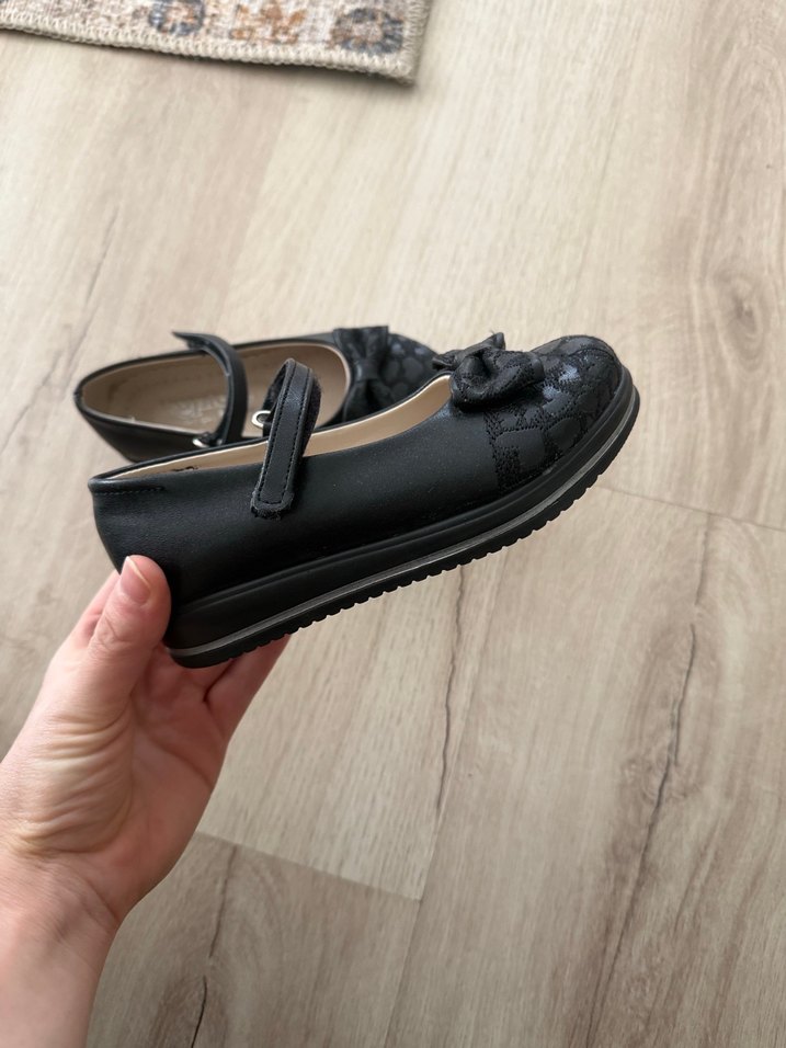 Kız Çocuk Siyah Yılan Desenli Tokalı Babet - Görsel 2