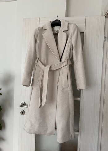 H&M Bej Kruvaze Uzun Kaban