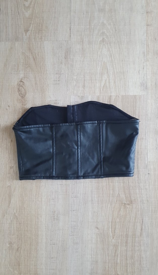 Siyah Deri Straplez bustiyer - Görsel 2