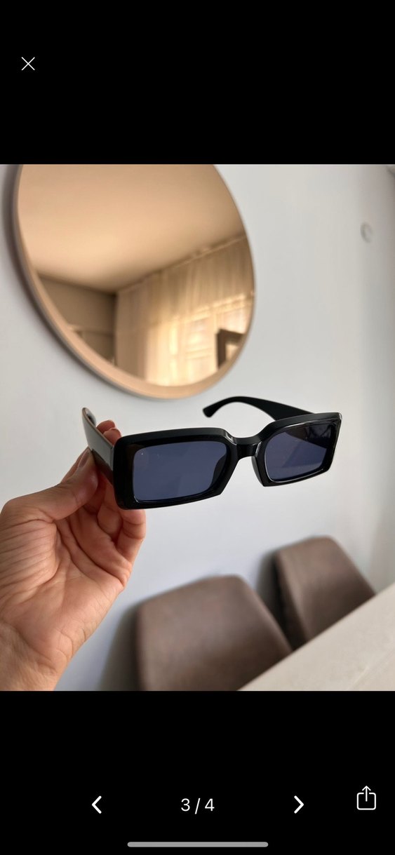 Siyah Minimalist Gotik Kadın Güneş Gözlüğü - Görsel 3