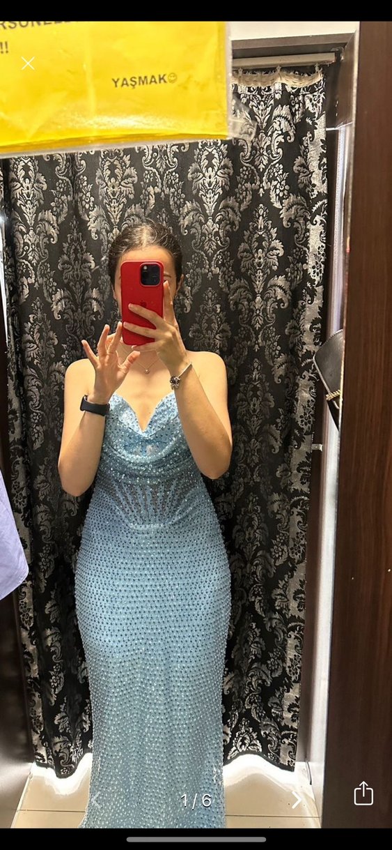 Parlak Mor Uzun Abiye Elbise - Görsel 3