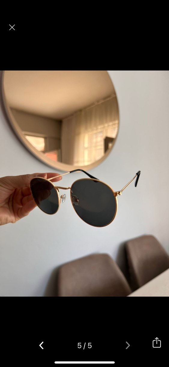 Parlak Kahverengi Minimalist Kadın Güneş Gözlüğü - Görsel 3